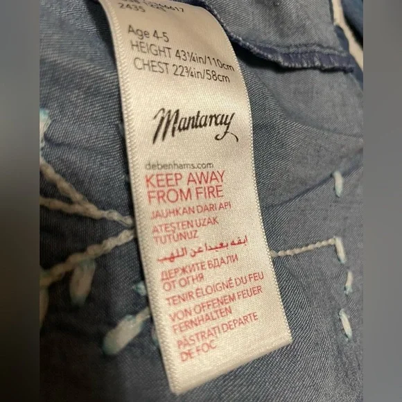 Kids Casual Denim Dress with Embroidered Animals - Picture 3 of 3